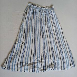 a new day Sz XS Rayon/Linen Blend Blue and Black Striped A-Line Skirt